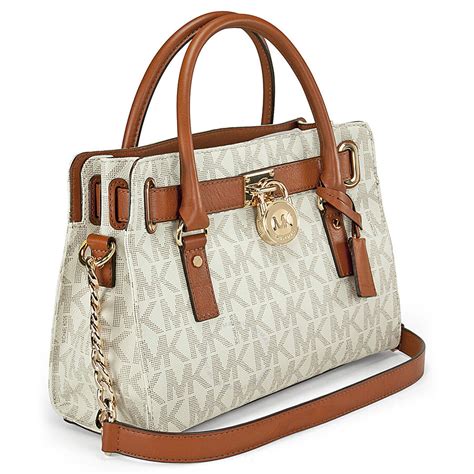 michael kors hamilton logo satchel vanilla|Michael Kors nouveau Hamilton bag.